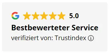 5-Sterne-Bewertung mit dem Text „Bestbewerteter Service“ verifiziert durch Trustindex.